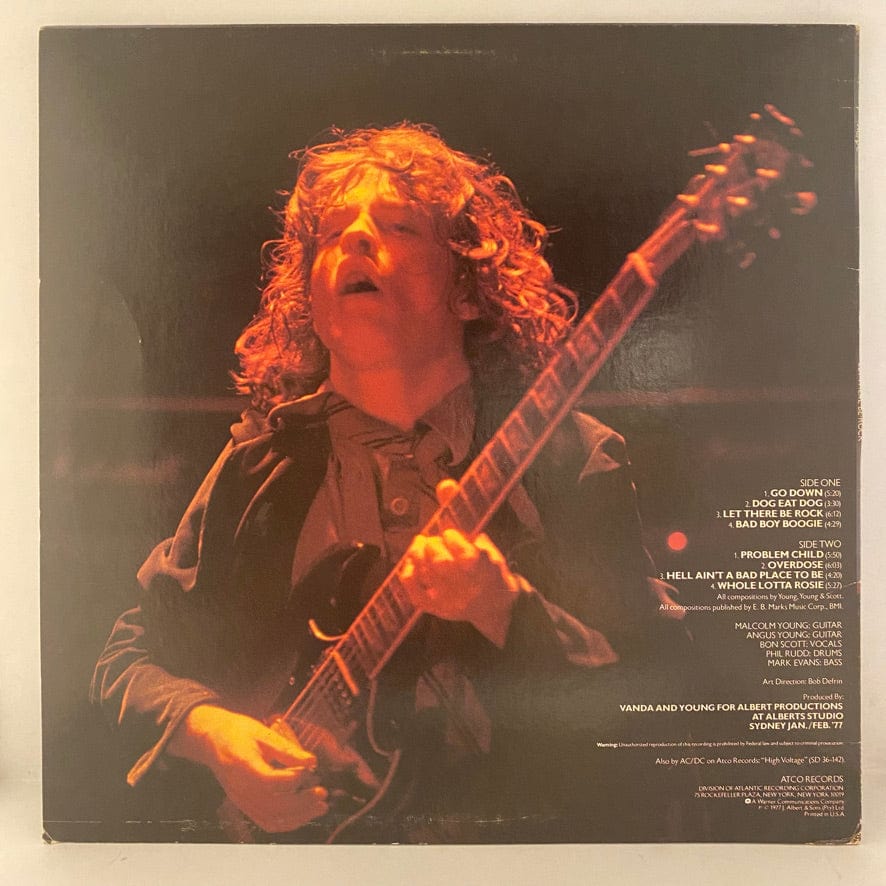 AC/DC – Let There Be Rock LP USED VG++/VG+ 1977 Pressing - Image 2