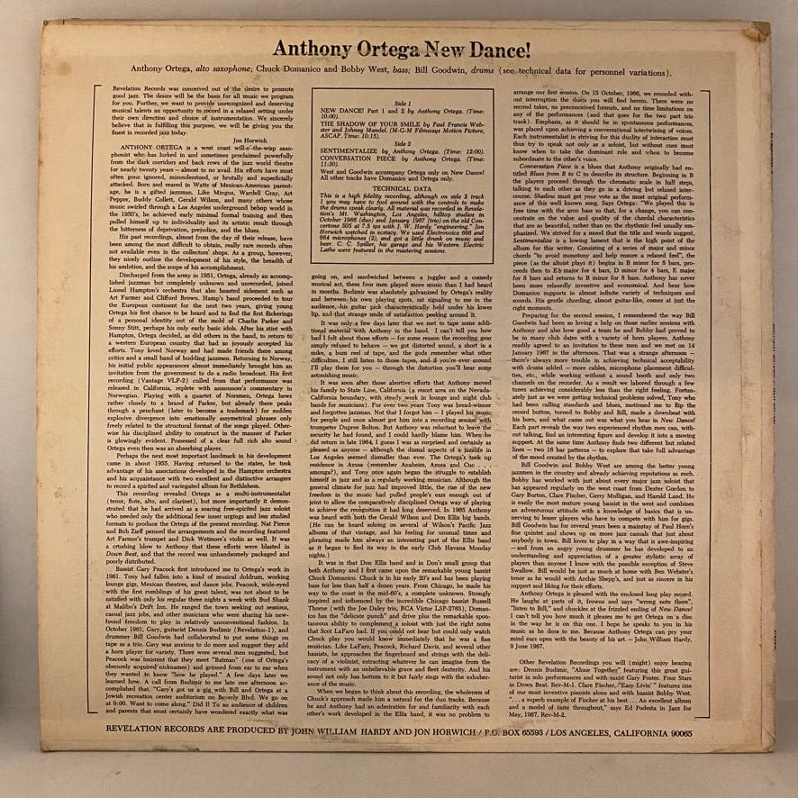 Anthony Ortega – New Dance! LP USED VG++/VG+ Stereo Pressing - Image 2