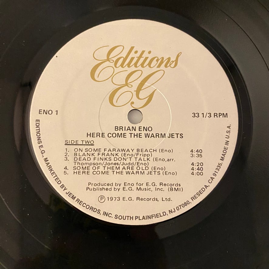 Brian Eno – Here Come The Warm Jets LP USED VG++/VG+ - Image 6