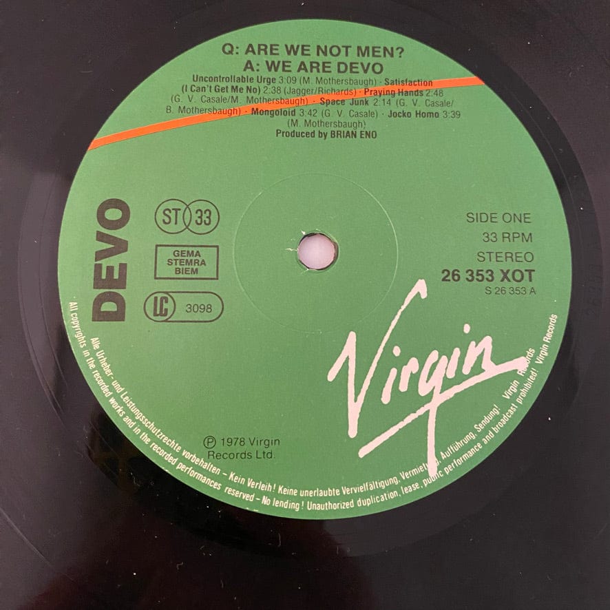 Devo – Q: Are We Not Men? A: We Are Devo! LP USED VG++/VG+ European Pressing - Image 3
