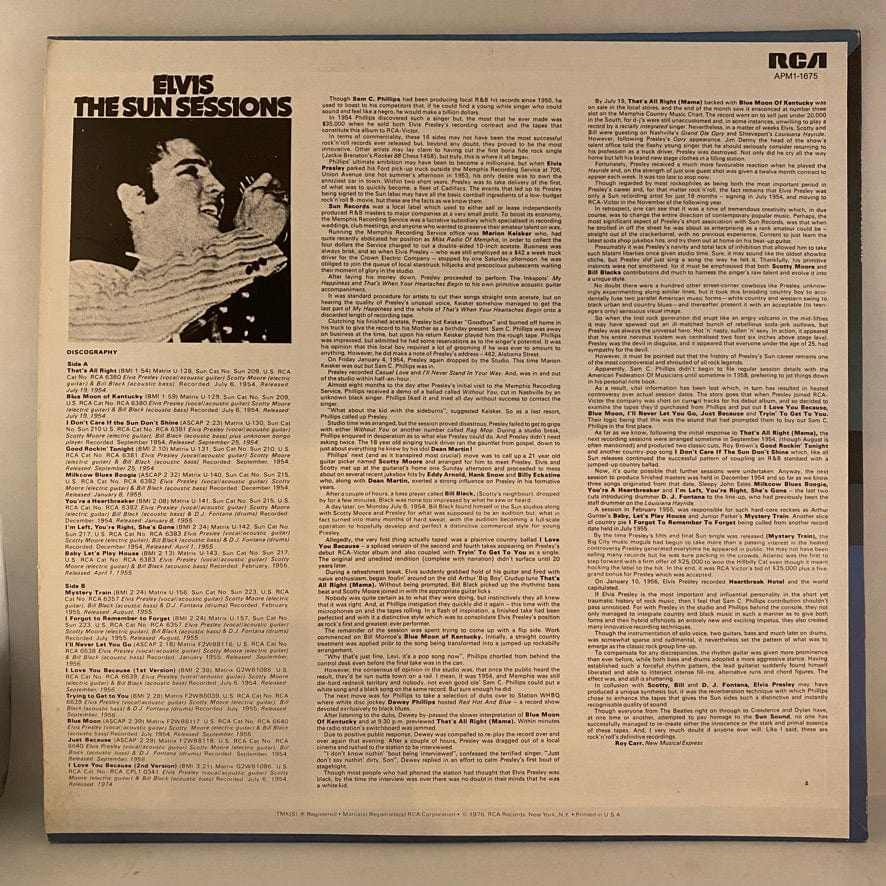 Elvis Presley – The Sun Sessions LP USED VG++/VG++ - Image 2