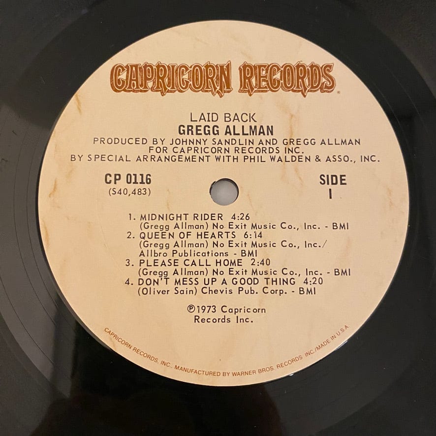 Gregg Allman – Laid Back LP USED NM/VG+ 1973 Pressing - Image 3