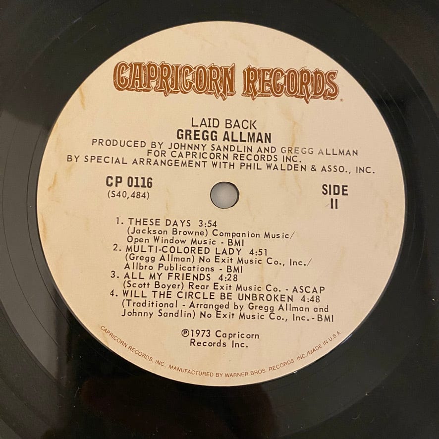 Gregg Allman – Laid Back LP USED NM/VG+ 1973 Pressing - Image 4