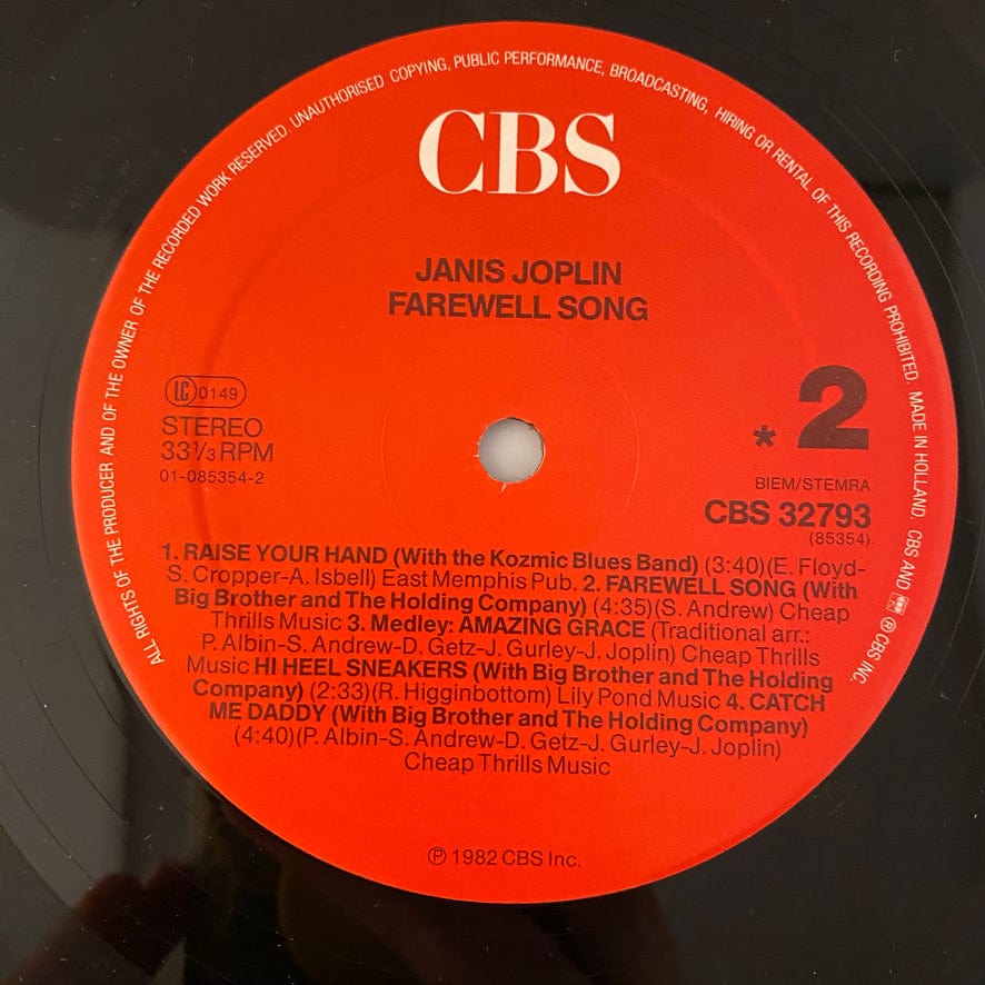 Janis Joplin – Farewell Song LP USED VG++/VG+ European Pressing - Image 4