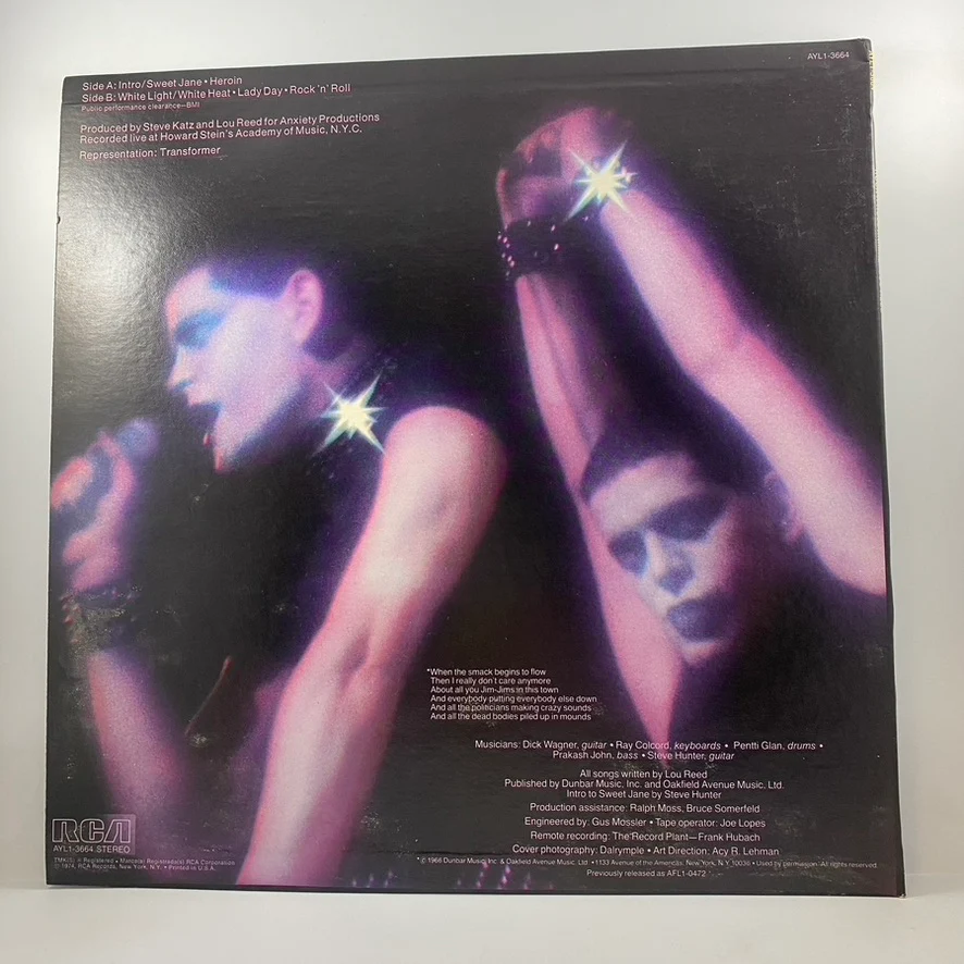 Lou Reed – Rock N Roll Animal LP USED Vinyl VG++/VG+ - Image 2