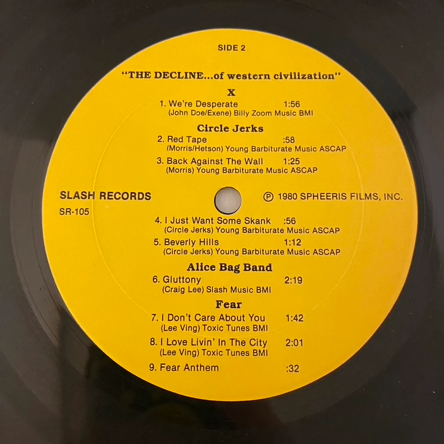 The Decline Of Western Civilization LP USED VG+/VG 1980 Pressing - Image 7